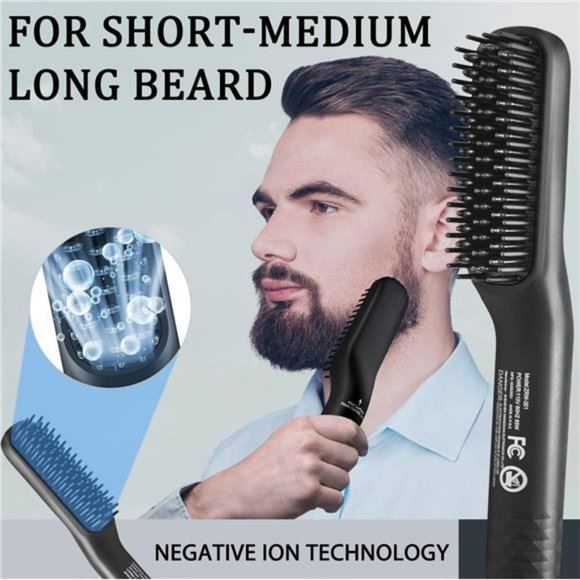 Beard Straightener, 3 in 1 Hair Straightener Brush Beard Straightening Comb - Picture 2 of 6
